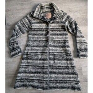 Avoca The Mill Ireland Wool Blend Coat Women's Size 3 Gray Black Striped Small